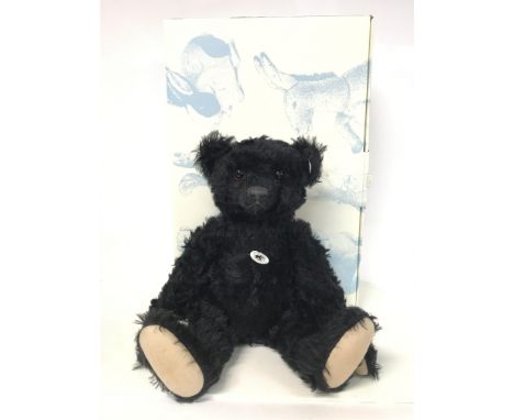 Large black Steiff 1912 replica black bear with tags approximately 35cm tall