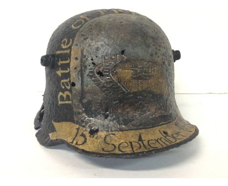 WW1 German M16 Helmet with Post War Memorial Painting. Postage category C