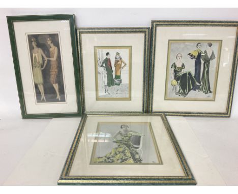 Four art deco prints , postage cat d
