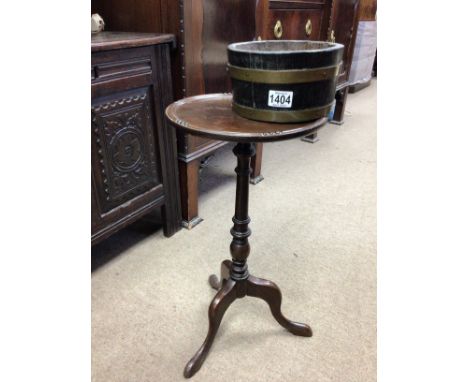 A mahogany wine table and an oak brass bound planter