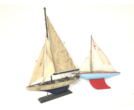 Vintage pond yacht and model ship