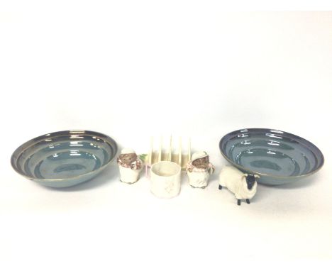 Collection of ceramics including Berwick figures &amp; Carltonware bowls. Postage cat D
