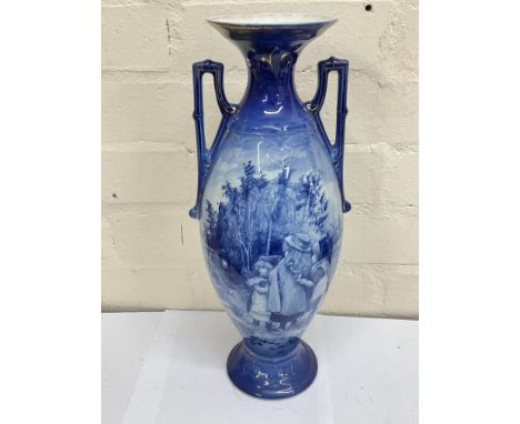 A Victorian blue art vase, 38cm tall (D)