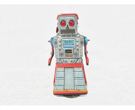 Vintage Japanese tin plate Atom Robot, by Yoshiya. Seen working.