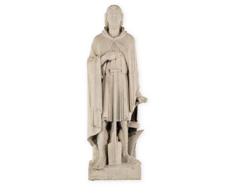Maurice Vander Meeren (1903-1983) Saint Isidore (1931) sculptured white stone.Saint Isidore.Sculptured white stone.Signed and