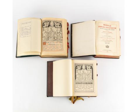 Three Missale Romanum, Lithurgical Books, 19th & 20th century.1. Edito Typica, Fr. Leonardi M. Bello. 1942.Finished with a bl