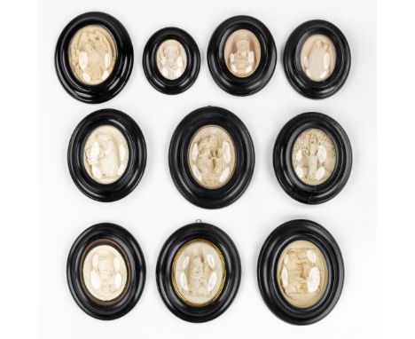 Ten Oval Frames with Religious Scenes, Meerschaum or Pijpaarde.- Sacred Heart of Jesus Christ (H: 18.5 cm x W: 15 cm)- Sacred
