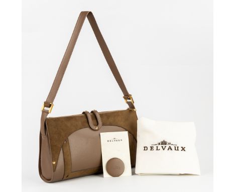 Delvaux 'Alice', a vintage handbag in taupe leather and nubuckWith matching mirror, protective bag and certificate.(23 x 19 x
