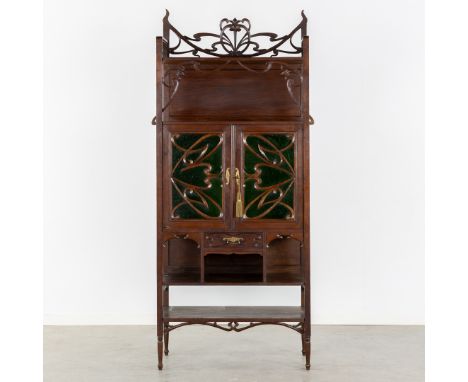 An Etagère or Display Cabinet, Art Nouveau.Etagère or display cabinet with 5 levels.Sculptured floral Art Nouveau ornament.(8