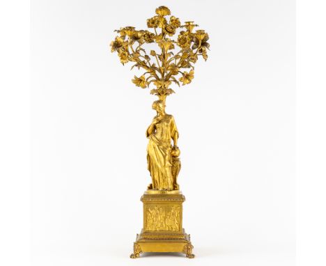 Victor Paillard (1805 - 1886) An Ormolu Bronze Candelabra, 'Allegory of Geometry' and Decorated with Figurative Plaques. Circ