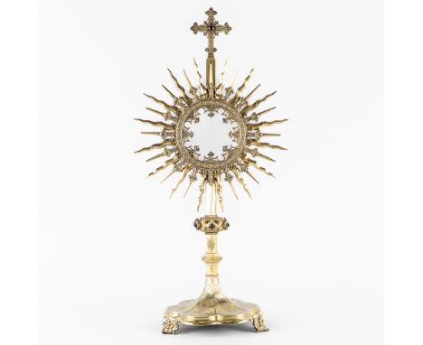 Placide Poussielgue-Rusand (1824-1889) Paris, France, a Silver Sunburst Monstrance. Gothic Revival. Silver.Silver sunburst mo