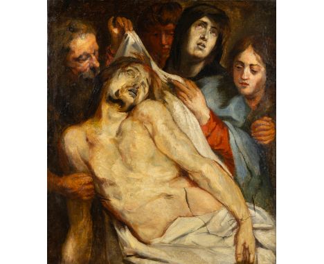 Gustaaf (Baron) Wappers (1803-1874) (Attr.) 'The Lamentation of Christ', After Peter Paul Rubens. Oil on canvas.Oil on canvas