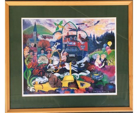 Lisa Graa Jensen, 'In My Life' limited edition print 192/1000 with over 30 songs from the Beatles represented in it, 34x41cm 