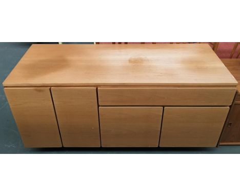 A mid-century light oak sideboard made by The Worshipful Company of Furniture Makers, bears label, 140x67cmH 