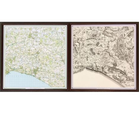 Two maps of Dorset: one reproduction Ordnance Survey c.1880, the other reproduction modern Ordance Survey 