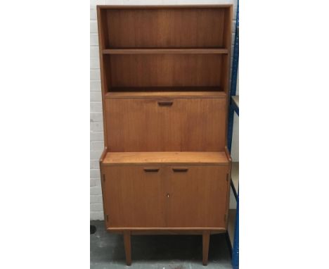 A G-Plan side cabinet, shelf and fall front over two cupboard doors 