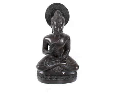 A 20th century cast bronze seated Buddha. H36cm