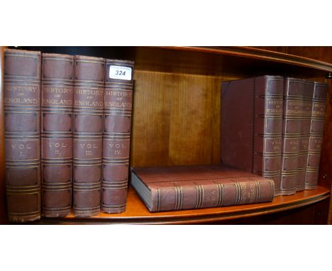 History of England bound volumes; oak framed lithograph prints