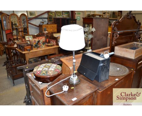 A plated table lamp and shade