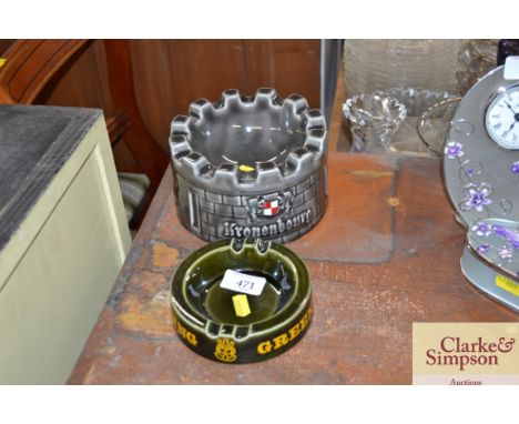 Two vintage advertising ashtrays