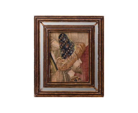 AN AUBUSSON-STYLE FIGURAL TAPESTRY FRAGMENT WITH A TURK'S HEAD Possibly Aubusson or Felletin, France, 18th centuryOf rectangu