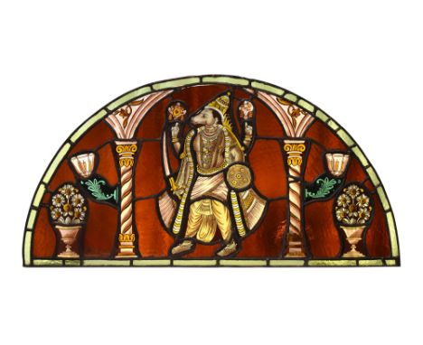 A STAINED GLASS WINDOW WITH THE THIRD AVATARA OF LORD VISHNU, VARAHA AN EYE FOR DETAIL: PROPERTY FROM A PRIVATE ESTATE IN NOR