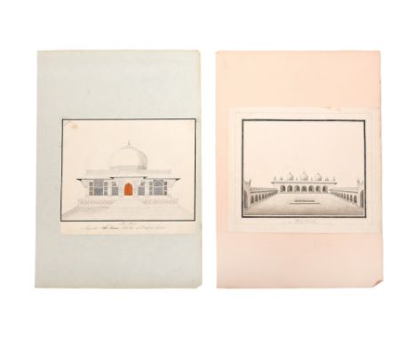 TWO COMPANY SCHOOL DRAWINGS OF MUGHAL ARCHITECTURAL WHITE MARBLE LANDMARKS AN EYE FOR DETAIL: PROPERTY FROM A PRIVATE ESTATE 