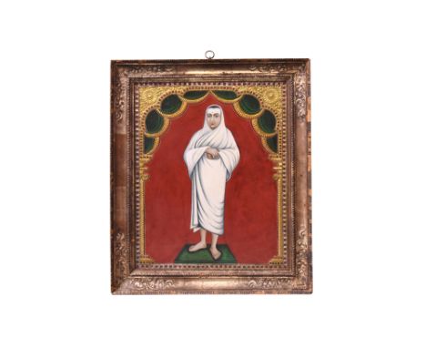 A TANJORE STANDING PORTRAIT OF A SHAIVA BHAKTI SAINT, POSSIBLY A TAMIL NAYANAR AN EYE FOR DETAIL: PROPERTY FROM A PRIVATE EST