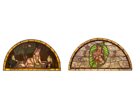 TWO STAINED GLASS WINDOWS WITH BABY KRISHNA AN EYE FOR DETAIL: PROPERTY FROM A PRIVATE ESTATE IN NORTHERN LONDON Possibly Tam