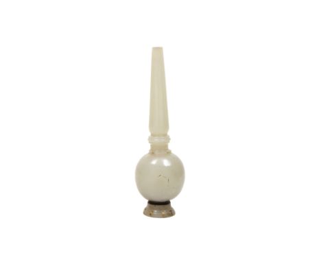 A CARVED WHITE JADE PERSIAN OPIUM PIPE MOUTHPIECE (VAFOOR) India or Central Asia for the Persian export market, 18th centuryC
