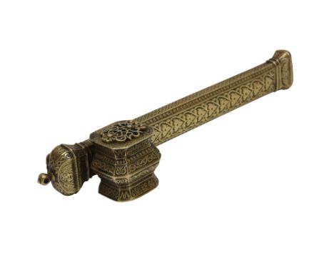 AN ENGRAVED CAST BRASS DIVIT PEN CASE WITH CHRISTIAN SYMBOLS Armenia or Ottoman Eastern Provinces, second half 19th centuryOf