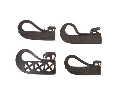 FOUR INDIAN STEEL FLINT STRIKERS WITH ELEPHANTS AN EYE FOR DETAIL: PROPERTY FROM A PRIVATE ESTATE IN NORTHERN LONDON Mughal N