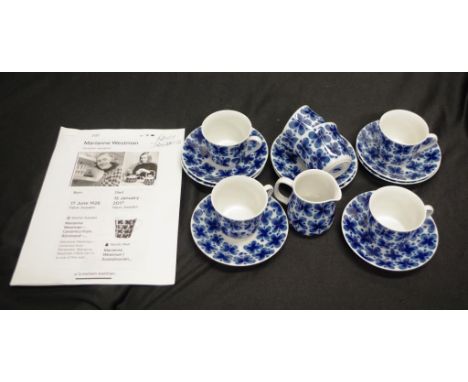 Rorstrand Sweden 'Mon Ami' coffee set comprising 6 blue and white decorated coffee cups &amp; saucers, together with a matchi