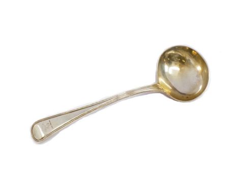 George III silver ladle (Old English &amp; thread), marked London 1803 Richard Cook. Approx length 17cm, weight 59.6 grams