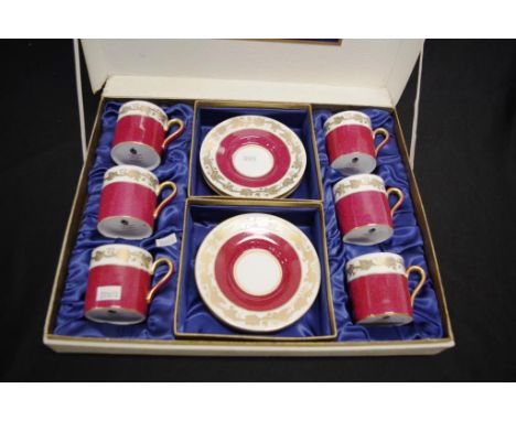 Six Wedgwood 'Whitehall' coffee cup &amp; saucers W3994, in storage box