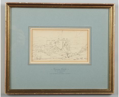 William Leighton Leitch (Scottish 1804-1883). Gilt framed and mounted pen sketch of Conway Castle. Signed, dated 1868 and num