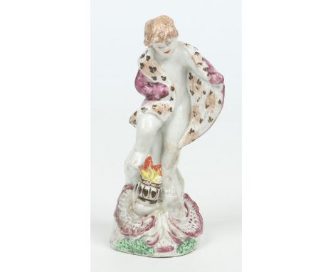 A Plymouth allegorical figure representative of Winter. Formed as a putti draped in an ermine cloak stood over a brazier and 