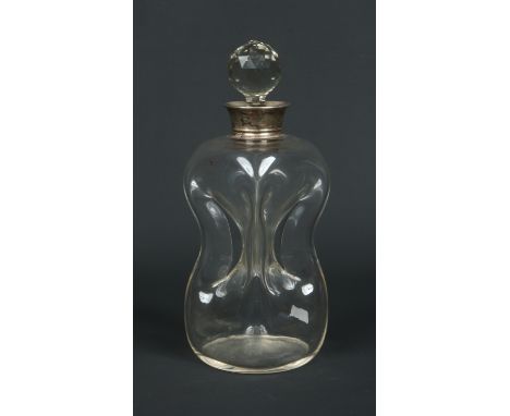 An Edwardian glass decanter of waisted form and with silver collar. Assayed Sheffield 1906, 28cm (2). Condition Report. To be