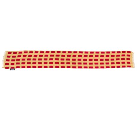 A Sharon Ting (Contemporary) scarf. Featuring an abstract design in orange devore, tassels to the ends, 170cm x 23cmSharon Ti