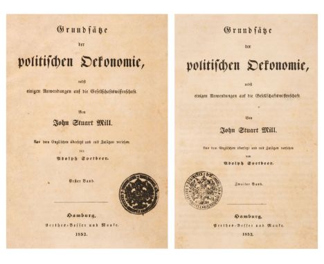 Mill (John Stuart). Grundsätze der politischen Oekonomie, nebst einigen Anwendungen auf die Gesellschaftswissenschaft. Aus de