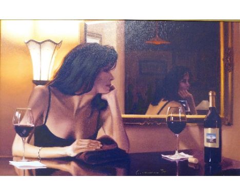 A signed Carrier Graber limited edition print on canvas, interior scene, 78/80, 60 x 93cms, framed