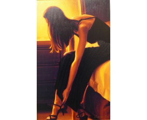 A signed Carrie Graber limited edition print on canvas, The Edge of Night, 51/175, 77 x 47cms, framed, with certificate of au