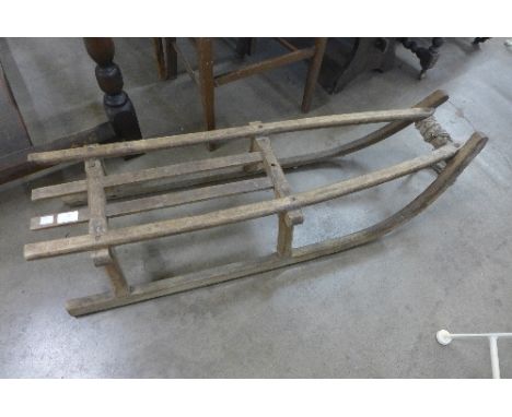A vintage wooden sledge