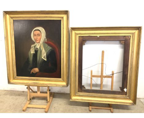 A late 19th century portrait, oil on canvas in gilt frame also with another frame. Frame size W:82cm x H:95cm