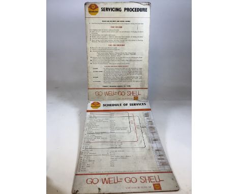 Two Vintage shell servicing signs on board. Go Well, Go Shell !H:73cm 