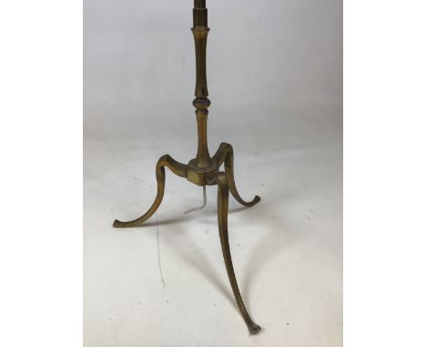 A brass Standard lamp on tripod legs - no shade H:140cm
