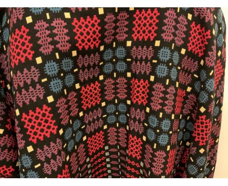 A vintage Welsh tapestry reversible blanket - geometric designW:200cm x H:230cm approx