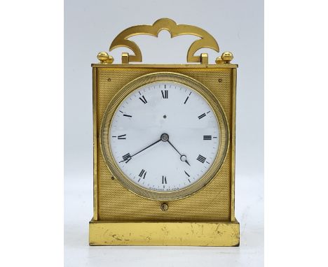 Marked Breguet et Fils at the foot of the face. A good continental gilded travel clock of small proportions in brass case, en