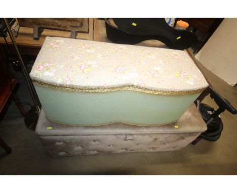 A loom ottoman and a button down ottoman 