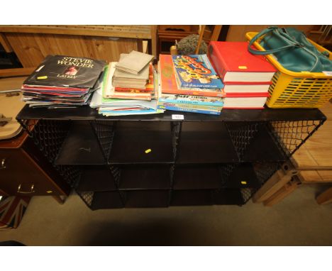 A metal wirework shelf unit